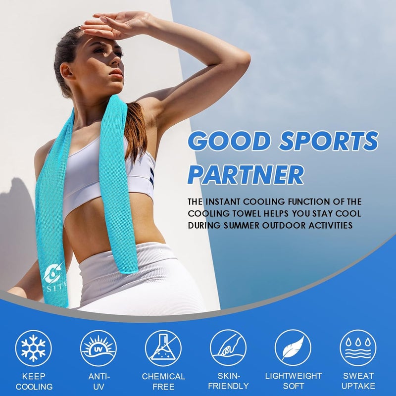 CASITE 8 Pack (47"x12") Cooling Towels for Neck and Face Bulk, Ice Towel for Hot Weather, Soft Breathable Chilly Gym Towels, Microfiber Towel for Work Out, Yoga, Running, Camping & More Activities - Image 5